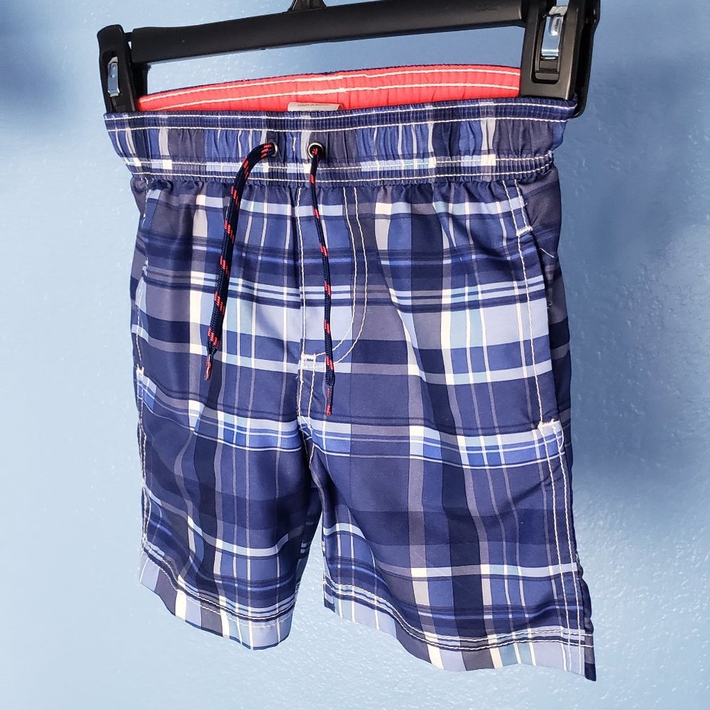 Plaid swim trunks